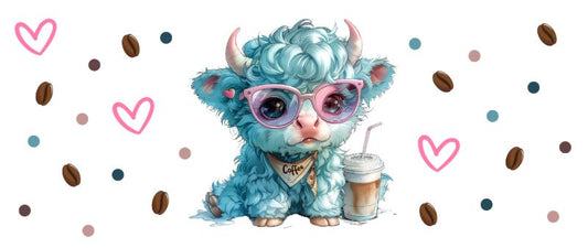 Highland Cow 16oz Glass Cup Can UVDTF  Wrap